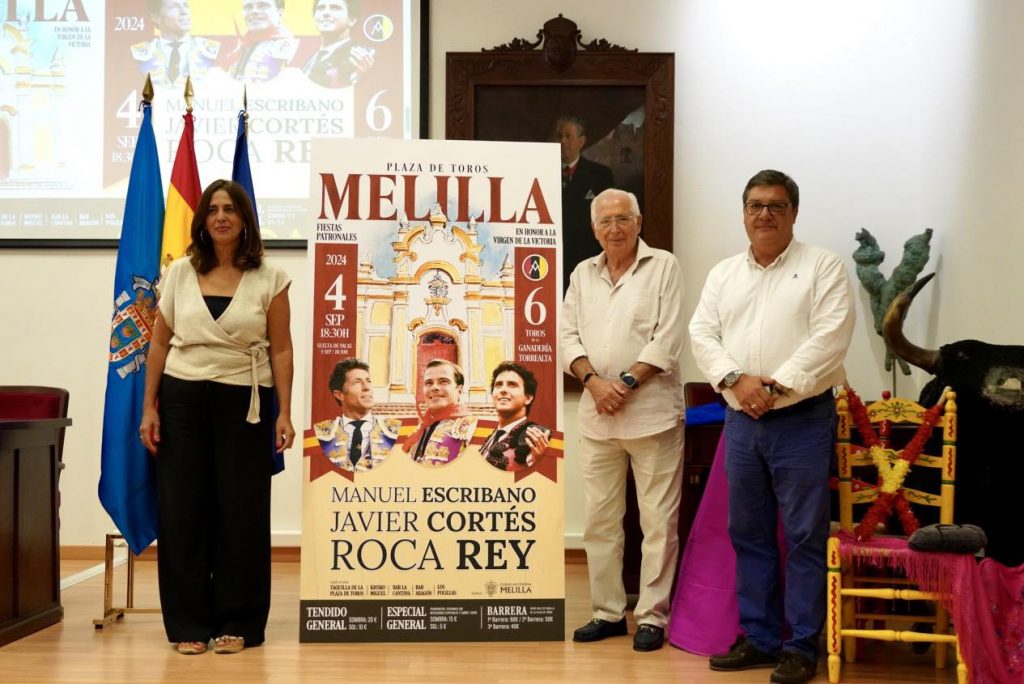 Manuel Escribano, Javier Cortés y Roca Rey, el 4 de septiembre en Melilla