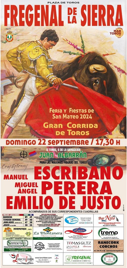 Corrida de toros en Fregenal de la Sierra para la Feria de San Mateo