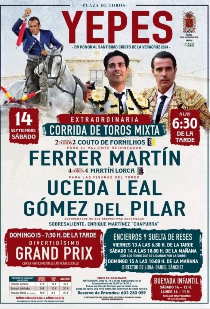 Yepes celebrará una corrida mixta el 14 de septiembre