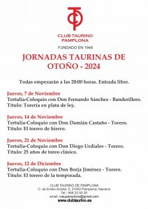 Jornadas de Otoño en el Club Taurino de Pamplona