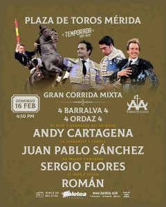 Corrida de toros mixta en Mérida el 16 de febrero