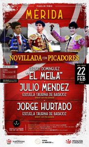 Extraordinaria novillada con picadores en Mérida el 22 de febrero