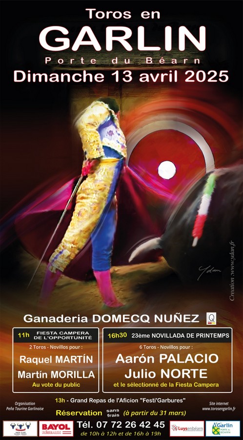 Cartel oficial de la novillada de primavera de Garlin