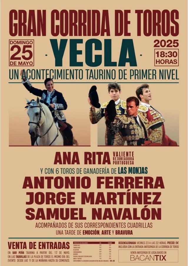 Corrida de toros en Yecla el 25 de mayo