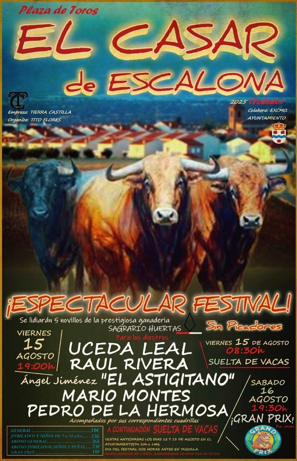 El Casar de Escalona celebrará un festival taurino el 15 de agosto