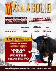 Promociones especiales para la corrida de Victorino en Valladolid