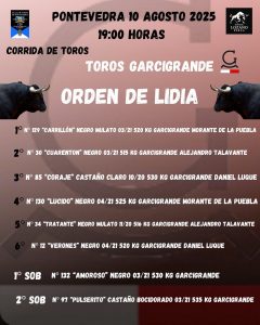 Sorteo de los astados de Garcigrande para hoy en Pontevedra