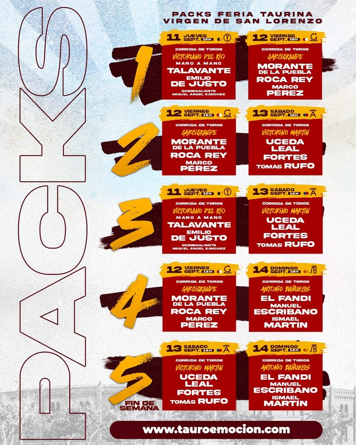 Packs especiales para la feria taurina de Valladolid