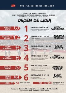 Orden de lidia para la corrida concurso de Inca