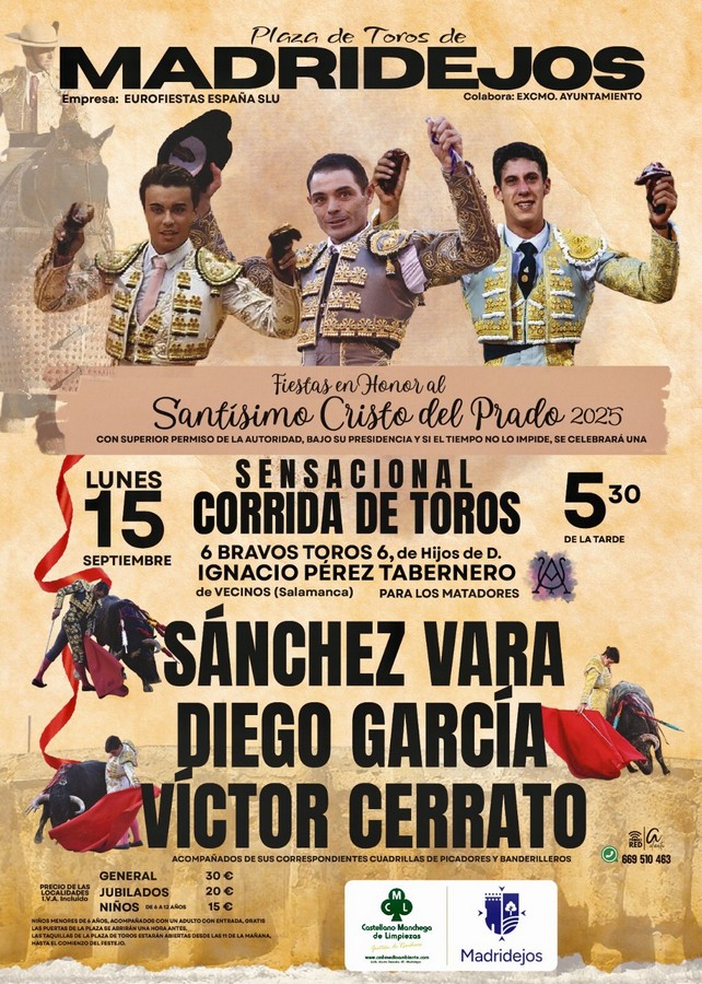 Corrida de toros para el 15 de septiembre en Madridejos