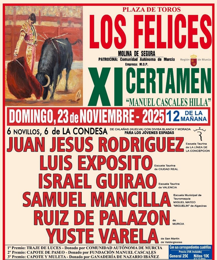 XI Certamen para novilleros 'Manuel Cascales Hilla'