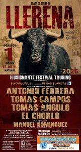Festival taurino en Llerena el 1 de marzo