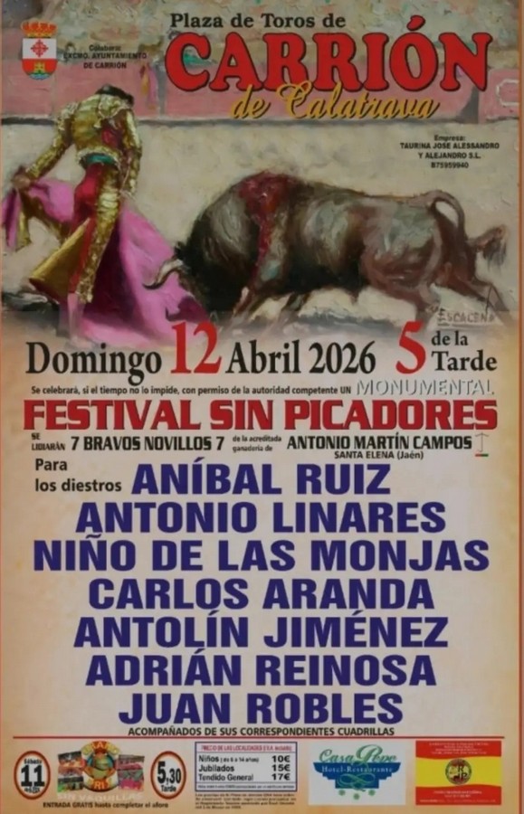 Carrión de Calatrava programa un festival taurino