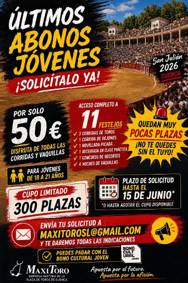 Últimos abonos jóvenes disponibles para San Julián