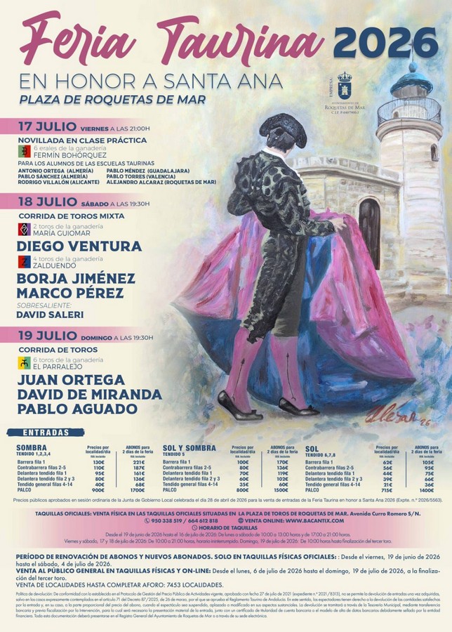 Roquetas de Mar presenta la Feria Taurina de Santa Ana