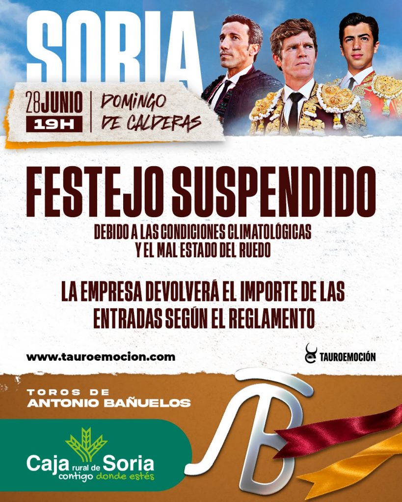 Suspendida la corrida de Soria debido a la lluvia
