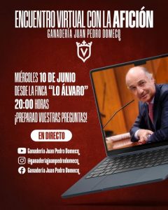 Encuentro virtual con los aficionados del ganadero Juan Pedro Domecq