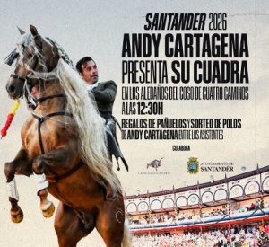 Andy Cartagena y su cuadra, con la afición de Santander