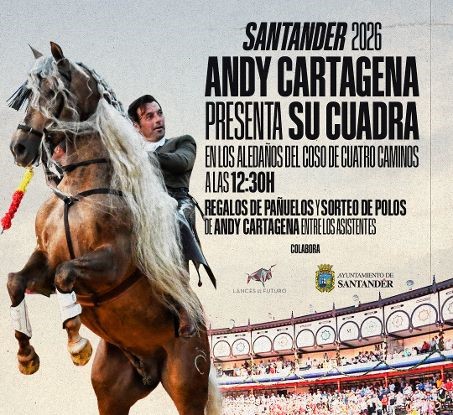 Andy Cartagena y su cuadra, con la afición de Santander
