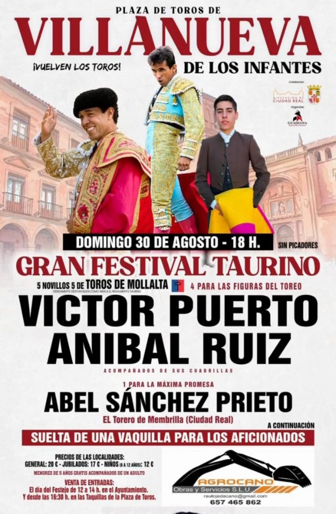 Festival taurino en Villanueva de los Infantes el 30 de agosto