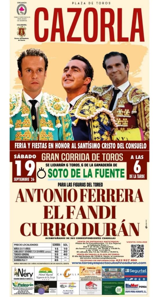 Corrida de toros en Cazorla el 19 de septiembre
