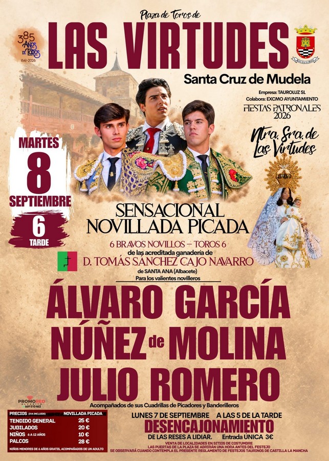 Novillada picada en Las Virtudes el 8 de septiembre