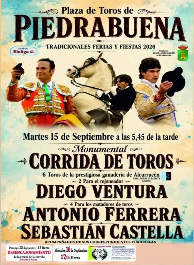 Ventura, Ferrera y Castella, cartel para Piedrabuena