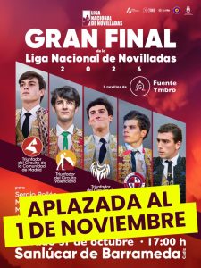 La Final de la Liga de Novilladas se aplaza al 1 de noviembre