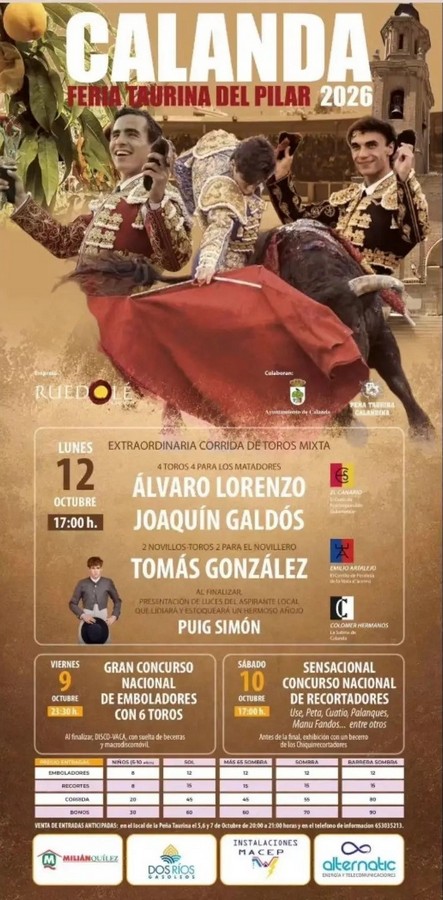 Feria Taurina del Pilar 2026 en Calanda