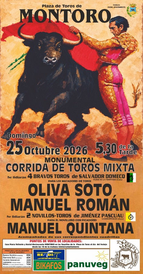 Interesante corrida de toros en Montoro el 25 de octubre