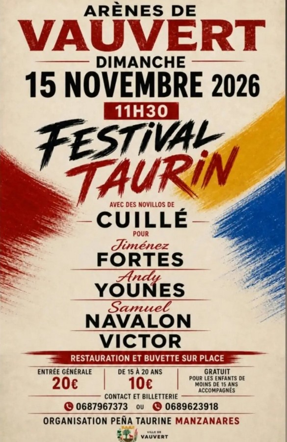 Festival taurino en Vauvert el 15 de noviembre